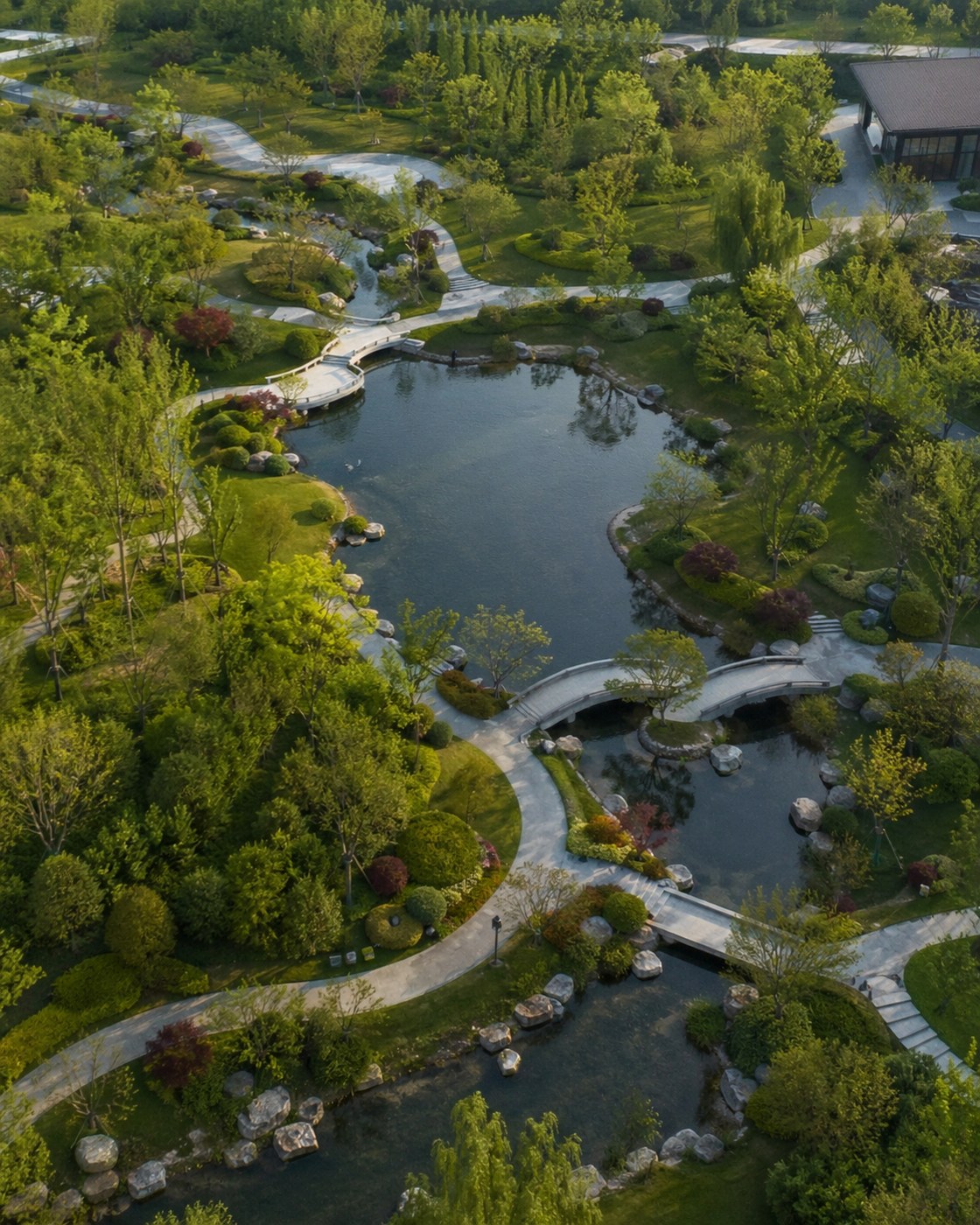 Cảnh quan công viên nhìn từ trên cao